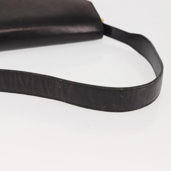 CELINE Horse Carriage Shoulder Bag Leather Black Gold Auth 143763