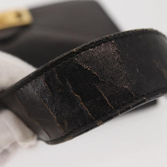 CELINE Horse Carriage Shoulder Bag Leather Black Gold Auth 143763