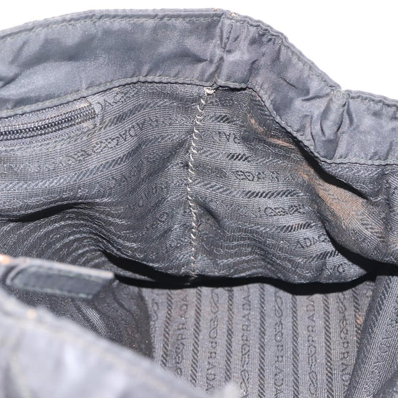 PRADA Chain Shoulder Bag Nylon Black Gold Auth 143765