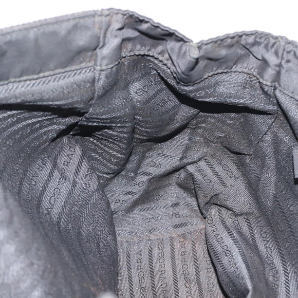 PRADA Chain Shoulder Bag Nylon Black Gold Auth 143765