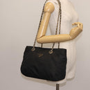 PRADA Chain Shoulder Bag Nylon Black Gold Auth 143765-23