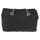 PRADA Chain Shoulder Bag Nylon Black Gold Auth 143765-2