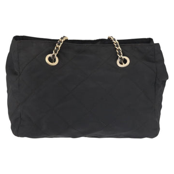 PRADA Chain Shoulder Bag Nylon Black Gold Auth 143765 - 0