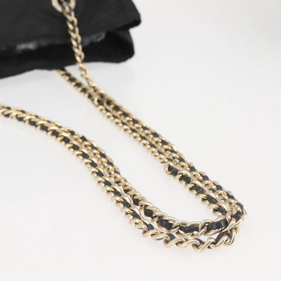 PRADA Chain Shoulder Bag Nylon Black Gold Auth 143765