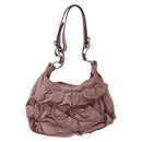 SAINT LAURENT Rive Gauche Shoulder Bag Suede Pink Silver Auth 143766-1