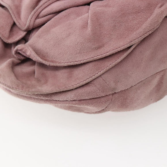 SAINT LAURENT Rive Gauche Shoulder Bag Suede Pink Silver Auth 143766