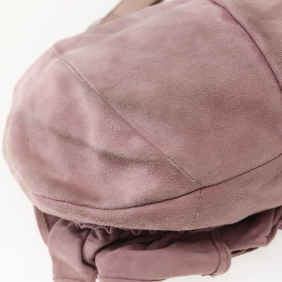 SAINT LAURENT Rive Gauche Shoulder Bag Suede Pink Silver Auth 143766