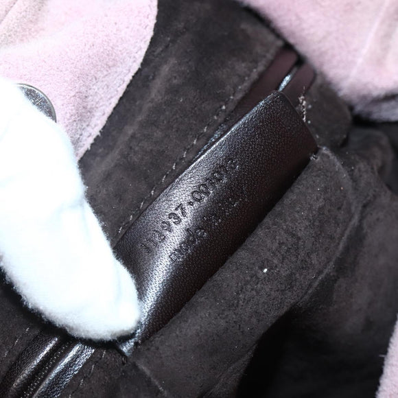 SAINT LAURENT Rive Gauche Shoulder Bag Suede Pink Silver Auth 143766