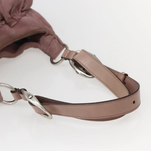 SAINT LAURENT Rive Gauche Shoulder Bag Suede Pink Silver Auth 143766