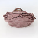 SAINT LAURENT Rive Gauche Shoulder Bag Suede Pink Silver Auth 143766-5