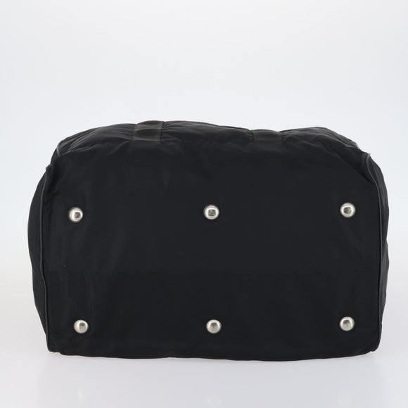 PRADA Boston Bag Nylon Black Silver Auth 143769