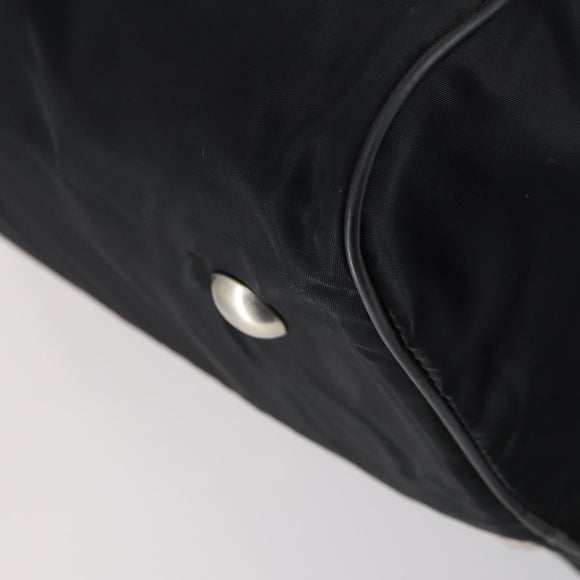 PRADA Boston Bag Nylon Black Silver Auth 143769