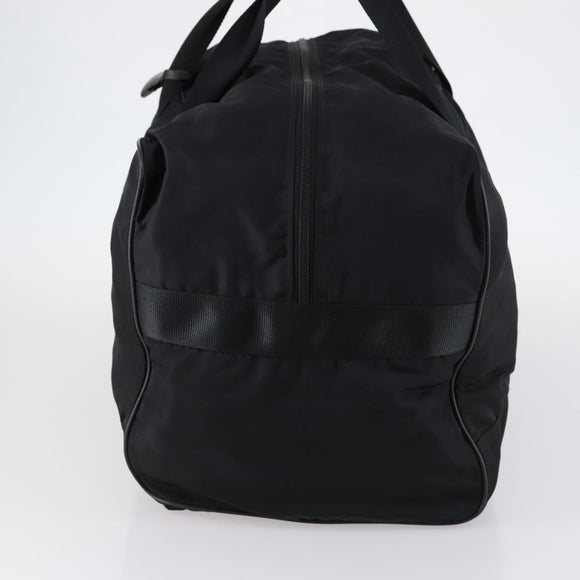 PRADA Boston Bag Nylon Black Silver Auth 143769
