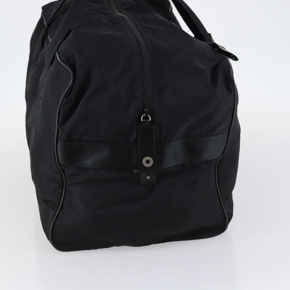 PRADA Boston Bag Nylon Black Silver Auth 143769