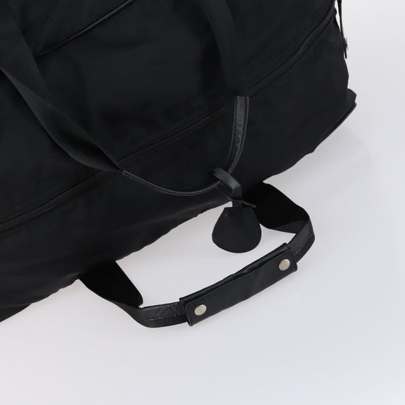 PRADA Boston Bag Nylon Black Silver Auth 143769