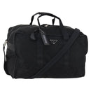 PRADA Boston Bag Nylon 2way Black Silver Auth 143770-1