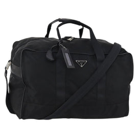 PRADA Boston Bag Nylon 2way Black Silver Auth 143770