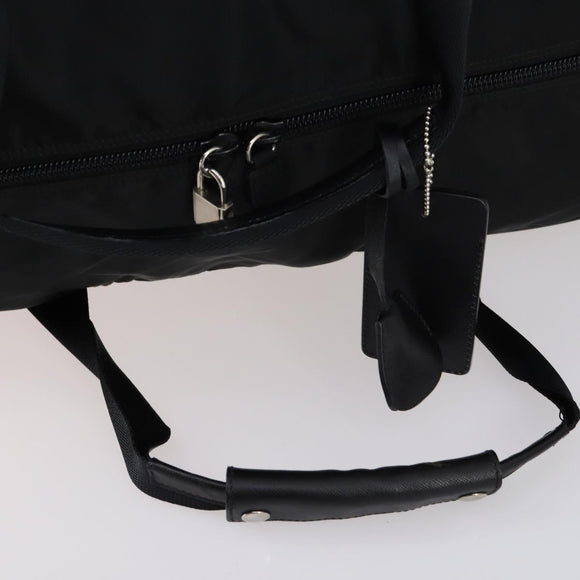 PRADA Boston Bag Nylon 2way Black Silver Auth 143770