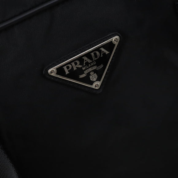PRADA Boston Bag Nylon 2way Black Silver Auth 143770