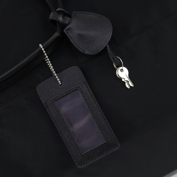 PRADA Boston Bag Nylon 2way Black Silver Auth 143770