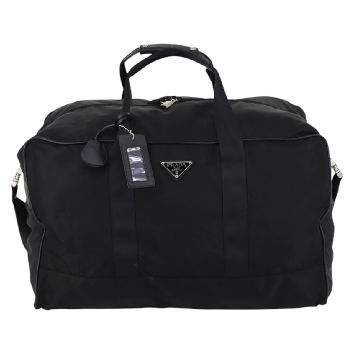 PRADA Boston Bag Nylon 2way Black Silver Auth 143770 | Brand PRADA Boston Bag Nylon 2way Black Silver Auth 143770 | Brand