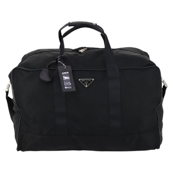PRADA Boston Bag Nylon 2way Black Silver Auth 143770
