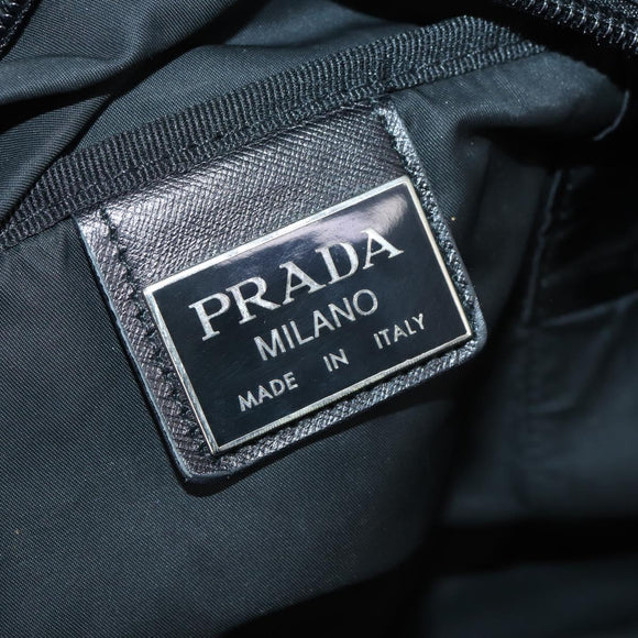 PRADA Boston Bag Nylon 2way Black Silver Auth 143770