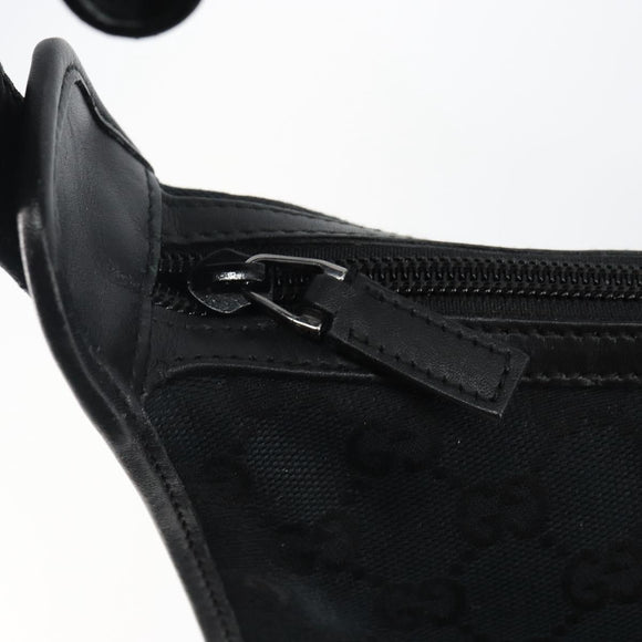 GUCCI GG Canvas Shoulder Bag Black Silver 001 4205 Auth 143772