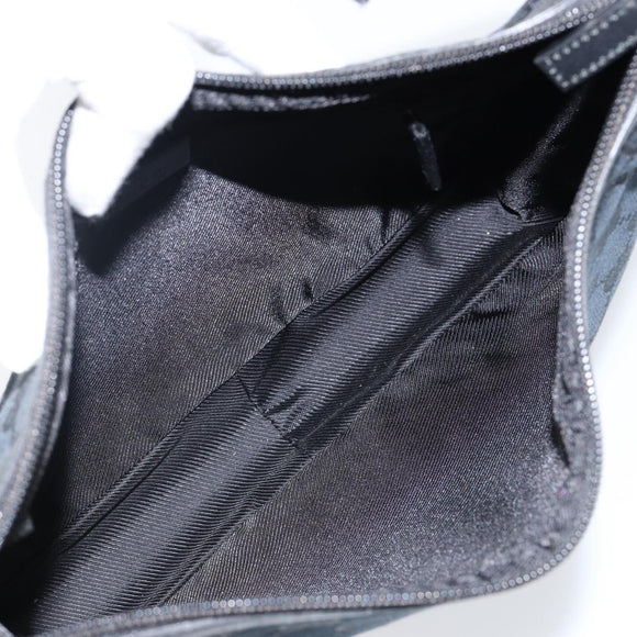 GUCCI GG Canvas Shoulder Bag Black Silver 001 4205 Auth 143772