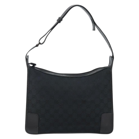 GUCCI GG Canvas Shoulder Bag Black Silver 001 4205 Auth 143772