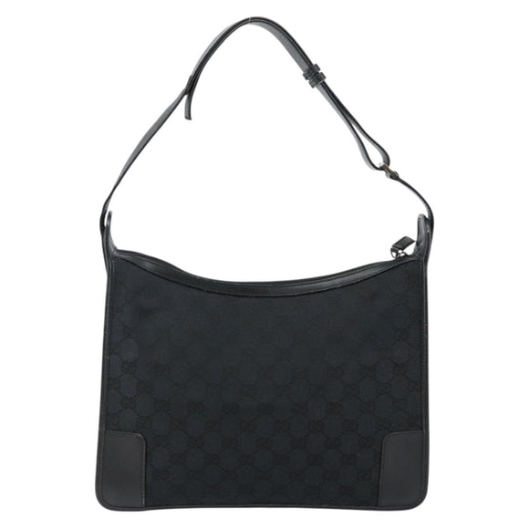 GUCCI GG Canvas Shoulder Bag Black Silver 001 4205 Auth 143772