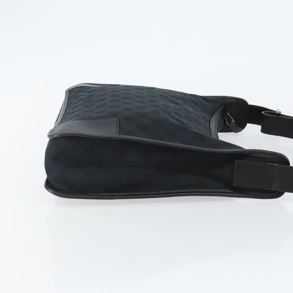 GUCCI GG Canvas Shoulder Bag Black Silver 001 4205 Auth 143772