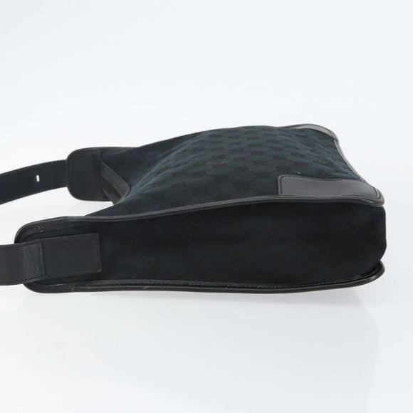 GUCCI GG Canvas Shoulder Bag Black Silver 001 4205 Auth 143772