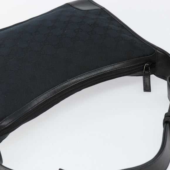GUCCI GG Canvas Shoulder Bag Black Silver 001 4205 Auth 143772