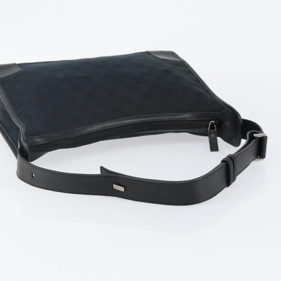 GUCCI GG Canvas Shoulder Bag Black Silver 001 4205 Auth 143772
