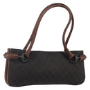 GUCCI GG Canvas Horsebit Shoulder Bag Black Silver 101345 Auth 143774-1