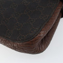 GUCCI GG Canvas Horsebit Shoulder Bag Black Silver 101345 Auth 143774-12