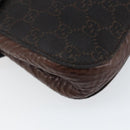 GUCCI GG Canvas Horsebit Shoulder Bag Black Silver 101345 Auth 143774-13