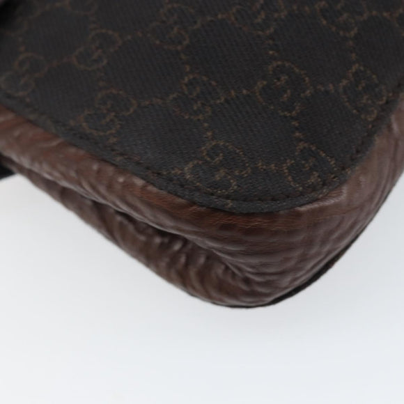 GUCCI GG Canvas Horsebit Shoulder Bag Black Silver 101345 Auth 143774