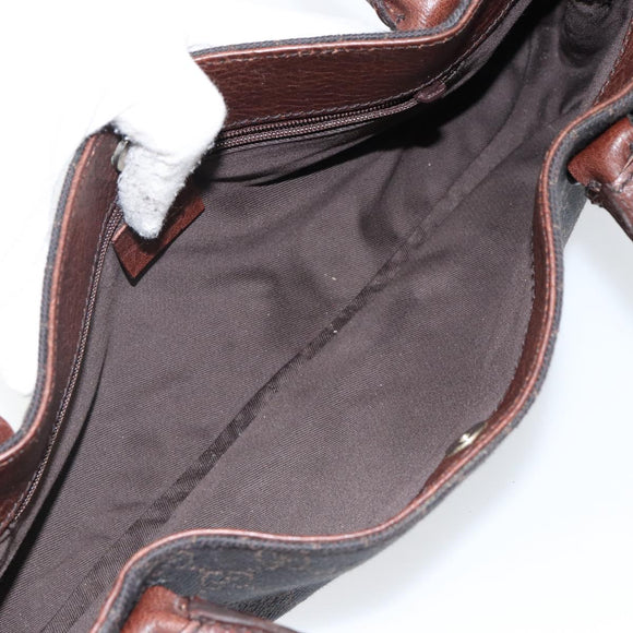 GUCCI GG Canvas Horsebit Shoulder Bag Black Silver 101345 Auth 143774