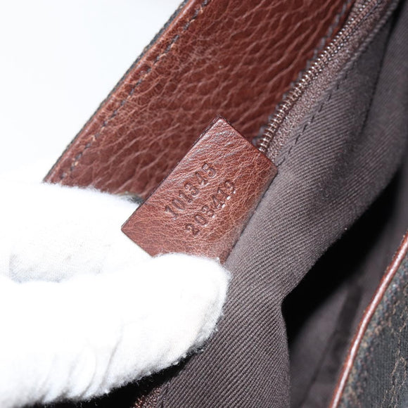 GUCCI GG Canvas Horsebit Shoulder Bag Black Silver 101345 Auth 143774