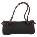 GUCCI GG Canvas Horsebit Shoulder Bag Black Silver 101345 Auth 143774-2