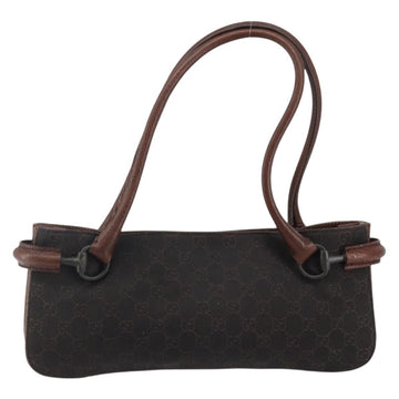 GUCCI GG Canvas Horsebit Shoulder Bag Black Silver 101345 Auth 143774 - 0