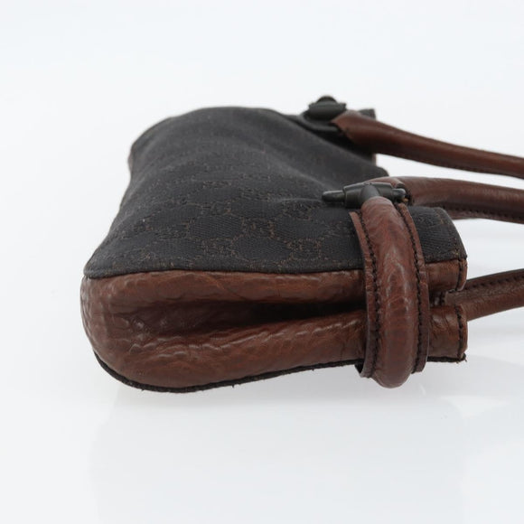 GUCCI GG Canvas Horsebit Shoulder Bag Black Silver 101345 Auth 143774