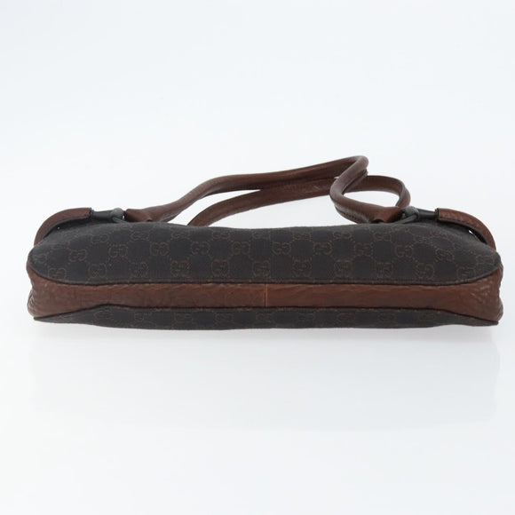 GUCCI GG Canvas Horsebit Shoulder Bag Black Silver 101345 Auth 143774