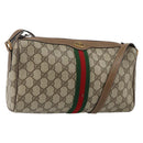 GUCCI GG Supreme Web Sherry Line Bag PVC Beige Gold 89 02 017 Auth 143775-1