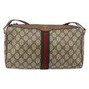 GUCCI GG Supreme Web Sherry Line Bag PVC Beige Gold 89 02 017 Auth 143775-13