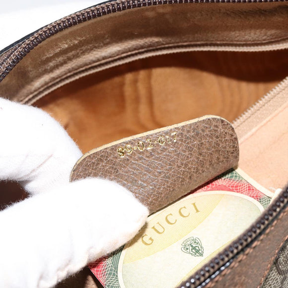 GUCCI GG Supreme Web Sherry Line Bag PVC Beige Gold 89 02 017 Auth 143775