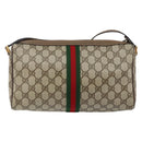 GUCCI GG Supreme Web Sherry Line Bag PVC Beige Gold 89 02 017 Auth 143775-2