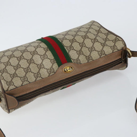 GUCCI GG Supreme Web Sherry Line Bag PVC Beige Gold 89 02 017 Auth 143775